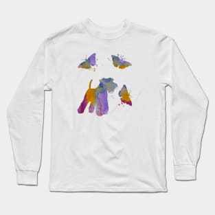 Schnauzer Dog, Colorful, Butterfly Art Long Sleeve T-Shirt